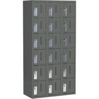 Concorde Heavy-Duty Lockers, 6 -tier, Bank of 3, 36" x 18" x 72", Steel, Charcoal, Welded (Assembled) Fastek