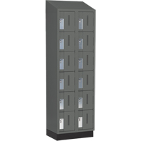 Concorde Heavy-Duty Lockers, 6 -tier, Bank of 2, 24" x 18" x 82", Steel, Charcoal, Welded (Assembled) Fastek