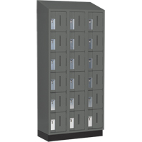 Concorde Heavy-Duty Lockers, 6 -tier, Bank of 3, 36" x 18" x 82", Steel, Charcoal, Welded (Assembled) Fastek