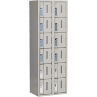 Concorde Heavy-Duty Lockers, 6 -tier, Bank of 2, 24" x 18" x 72", Steel, Grey, Welded (Assembled) Fastek