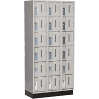 Concorde Heavy-Duty Lockers, 6 -tier, Bank of 3, 36" x 18" x 76", Steel, Grey, Welded (Assembled) Fastek