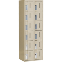 Concorde Heavy-Duty Lockers, 6 -tier, Bank of 2, 24" x 18" x 72", Steel, Beige, Welded (Assembled) Fastek