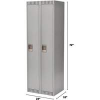 Lockers, Bank of 2, 24" x 18" x 72", Steel, Grey, Knocked Down Fastek