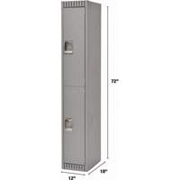 Lockers, 2 -tier, 12" x 18" x 72", Steel, Grey, Knocked Down Fastek