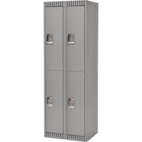 Lockers, 2 -tier, Bank of 2, 24" x 18" x 72", Steel, Grey, Knocked Down Fastek