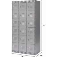 Lockers, 6 -tier, Bank of 3, 36" x 18" x 72", Steel, Grey, Knocked Down Fastek