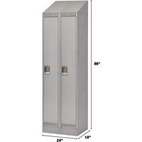 Lockers, Bank of 2, 24" x 18" x 86", Steel, Grey, Knocked Down Fastek