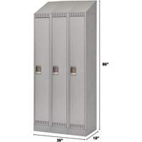 Lockers, Bank of 3, 36" x 18" x 86", Steel, Grey, Knocked Down Fastek