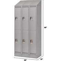 Lockers, 2 -tier, Bank of 3, 36" x 18" x 86", Steel, Grey, Knocked Down Fastek