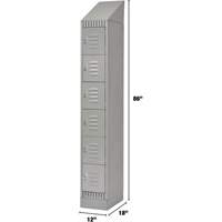 Lockers, 6 -tier, 12" x 18" x 86", Steel, Grey, Knocked Down Fastek