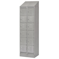 Lockers, 6 -tier, Bank of 2, 24" x 18" x 86", Steel, Grey, Knocked Down Fastek