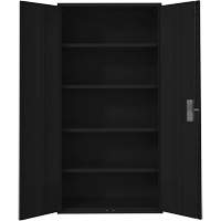 Hi-Boy Storage Cabinet, Steel, 4 Shelves, 72" H x 36" W x 18" D, Black Fastek