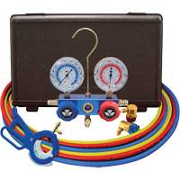 Dual Manifold Gauge Set with 3-in-1 Side Mount Can Tap Valve Fastek