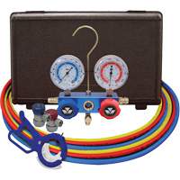 Dual Manifold Gauge Set with Manual Couplers & 3-in-1 Side Mount Can Tap Valve Fastek