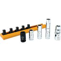 Chrome Finish Socket Set with Rail, 5 Pieces, 1/4" Drive Size Fastek
