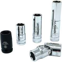 Chrome Finish Socket Set with Rail, 5 Pieces, 1/4" Drive Size Fastek