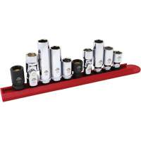Chrome Finish Socket Set with Rail, 10 Pieces, 1/4"/3/8" Drive Size Fastek