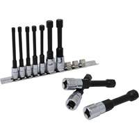 Metric Hex Socket Bit Set with Reduced Shank, 10 Pieces, 1/4"/3/8" Drive Size Fastek