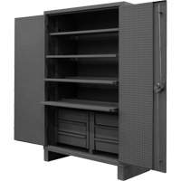 Armoire tr&egrave;s robuste avec tablettes coulissantes, Acier, 4 Tablettes, 78" h x 48" la x 24" P, Gris Fastek