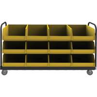 Mobile Tub Rack, Double-sided, 12 bins, 78" W x 18" D x 47" H Fastek
