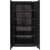 Armoire de rangement Hi-Boy, Acier, 4 Tablettes, 72" h x 36" la x 18" P, Noir Fastek