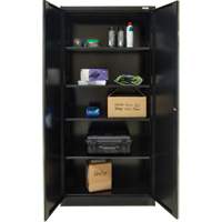 Armoire de rangement Hi-Boy, Acier, 4 Tablettes, 72" h x 36" la x 18" P, Noir Fastek