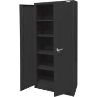 Armoire d'entreposage, Acier, 4 Tablettes, 66" h x 30" la x 15" P, Noir Fastek
