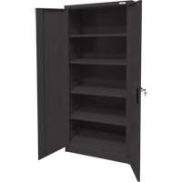 Armoire d'entreposage, Acier, 4 Tablettes, 66" h x 30" la x 15" P, Noir Fastek