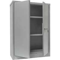 Counter-High Storage Cabinet, Steel, 2 Shelves, 42" H x 48" W x 24" D, Grey Fastek
