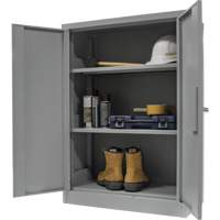 Counter-High Storage Cabinet, Steel, 2 Shelves, 42" H x 48" W x 24" D, Grey Fastek