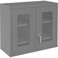 Armoire de rangement murale avec portes transparentes, 26-15/16" h x 29-7/8" la x 13-11/16" p, 2 tablettes, Acier, Gris Fastek