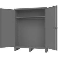 Armoire avec barre de suspension et portes encastr&eacute;es standards, Acier, 78" h x 60" la x 24" P, Gris Fastek
