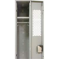 Vented Lockers, Bank of 3, 36 x 18" x 88", Steel, Grey, Knocked Down, Perforated Fastek
