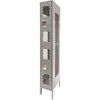 Vented Lockers, 2 -tier, 12" x 18" x 78", Steel, Grey, Knocked Down, Perforated Fastek