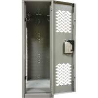 Vented Lockers, 2 -tier, Bank of 3, 36 x 18" x 88", Steel, Grey, Knocked Down, Perforated Fastek