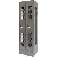 Vented Lockers, Bank of 2, 24" x 18" x 78", Steel, Grey, Knocked Down, Perforated Fastek