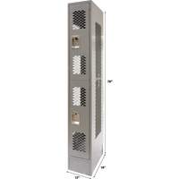 Vented Lockers, 2 -tier, 12" x 18" x 78", Steel, Grey, Knocked Down, Perforated Fastek