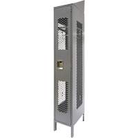 Vented Lockers, 12" x 18" x 88", Steel, Grey, Knocked Down, Perforated Fastek
