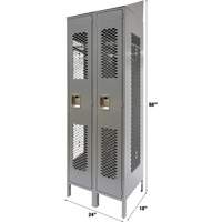 Vented Lockers, Bank of 2, 24" x 18" x 88", Steel, Grey, Knocked Down, Perforated Fastek