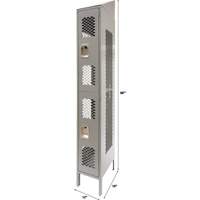 Vented Lockers, 2 -tier, 12" x 18" x 88", Steel, Grey, Knocked Down, Perforated Fastek