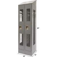 Vented Lockers, Bank of 2, 24" x 18" x 88", Steel, Grey, Knocked Down, Perforated Fastek