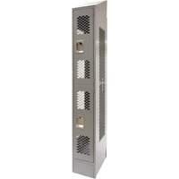 Vented Lockers, 2 -tier, 12" x 18" x 88", Steel, Grey, Knocked Down, Perforated Fastek
