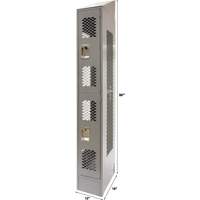 Vented Lockers, 2 -tier, 12" x 18" x 88", Steel, Grey, Knocked Down, Perforated Fastek
