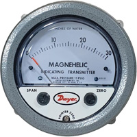 605 Series Magnehelic&reg; Differential Pressure Gauge & Indicating Transmitter, 4" , 0 - 30 in. w.c., Panel Mount, Analogue Fastek