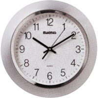 Clocks, Analog, Battery Operated, 14" Dia., Silver HT071 | Fastek
