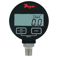 Pressure Gauge, 2-31/50" , 200 psi, Bottom Mount, Digital Fastek