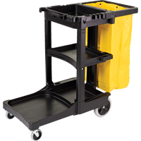 Janitor Carts, 46" x 21-3/4" x 38-3/8", Plastic, Black JB600 | Fastek