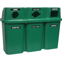 Contenants de recyclage Bullseye<sup>MC</sup>, Bord de rue, Plastique, 3 x 114L/90 gal. US JC593 | Fastek