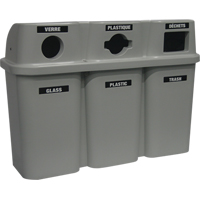 Contenants de recyclage Bullseye<sup>MC</sup>, Bord de rue, Plastique, 3 x 114L/90 gal. US JC993 | Fastek