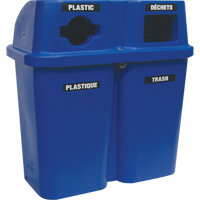 Contenants de recyclage Bullseye<sup>MC</sup>, Bord de rue, Plastique, 2 x 114L/60 gal. US JC997 | Fastek